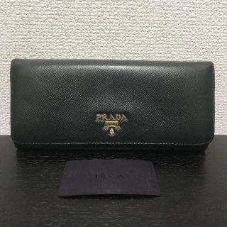 プラダ(PRADA)のプラダ　長財布　サフィアーノ　黒　レザー(財布)