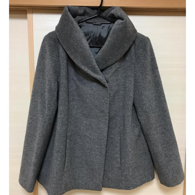美品 アナイ ANAYI アンゴラ ショート コート グレー 38 ノーカラー ...