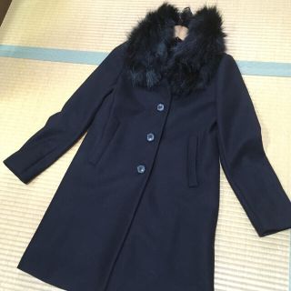 ザラ(ZARA)のシャネル様専用 ザラウーマン 黒 ブラック ウール コート ファー付 美品(チェスターコート)