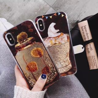 iPhone7.iPhone8ケース＊液体キラキラくま(iPhoneケース)