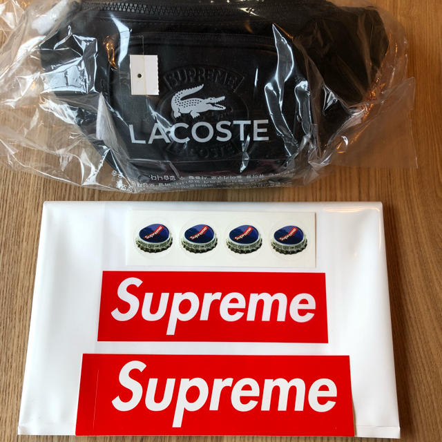 新品 supreme × LACOSTE waist bag BLACK