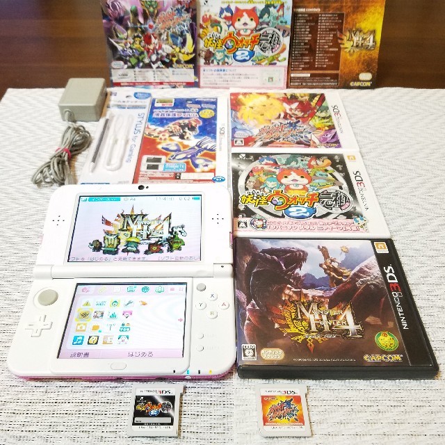 ❤送料無料❤NEW3DSLL&モンハン4&妖怪2元祖&ガイスト❤ピンク×ホワイト 2