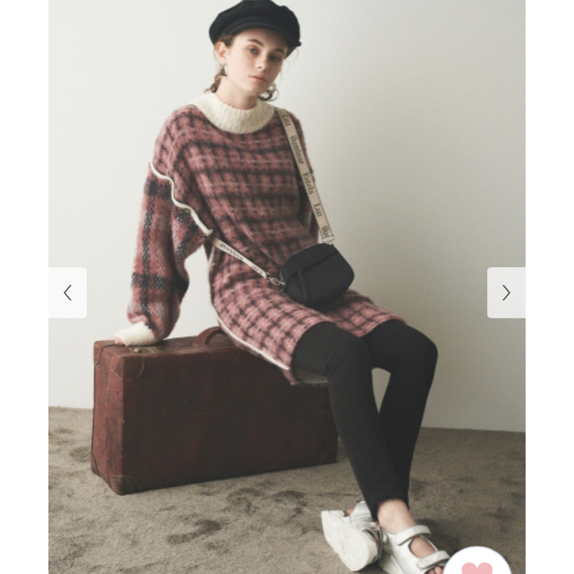 ニットワン fur fur - チェック柄ニットワンピの通販 by Chu 's shop セール安い 新品未使用 fur fur 麻花柄ワンピース ひざ丈ワンピース