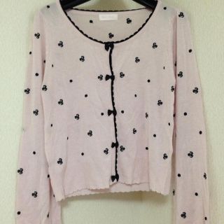 ローズ×ドット×リボン カーディガン(カーディガン)