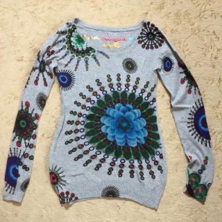 デシグアル(DESIGUAL)のニャンコ様専用 美品 デジグアル 薄手ニットトップス グレー系 表記サイズS(ニット/セーター)