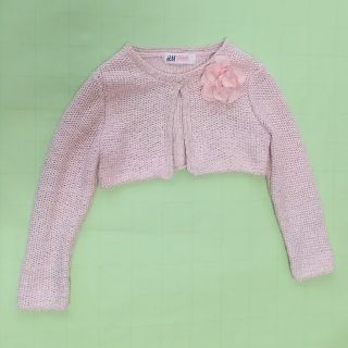 エイチアンドエム(H&M)のH&M♡ニットボレロ(ピンク&ゴールド)♡コサージュ付き！女の子98～104㎝(カーディガン)