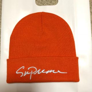 シュプリーム(Supreme)の【送料込オレンジカラー】Classic Script Beanie orange(ニット帽/ビーニー)