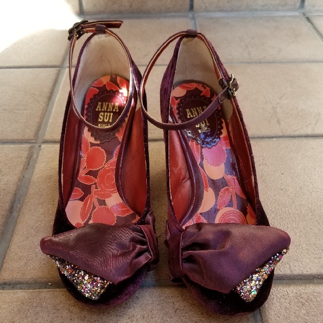 ANNA SUI⭐ベロアパンプス　ヒールがキラキラ