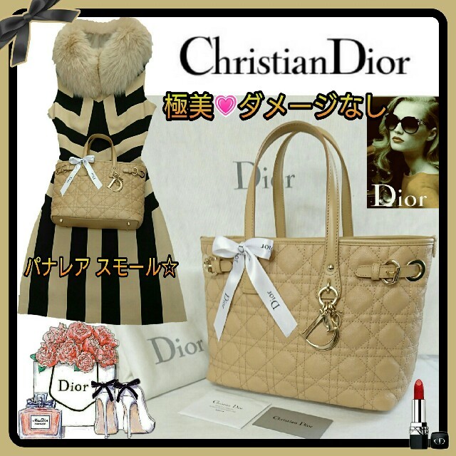 Christian Dior(クリスチャンディオール)の極美💗Christian Diorパナレア スモール ベージュ保存袋Gカード付 レディースのバッグ(ハンドバッグ)の商品写真