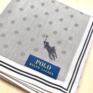 ポロラルフローレン(POLO RALPH LAUREN)の【新品】ラルフローレン ハンカチ /グレー  ドット柄(ハンカチ/ポケットチーフ)