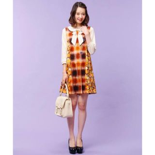 ドーリーガールバイアナスイ(DOLLY GIRL BY ANNA SUI)のドーリーガール フラワーチェックトロンプルイユワンピース(ひざ丈ワンピース)