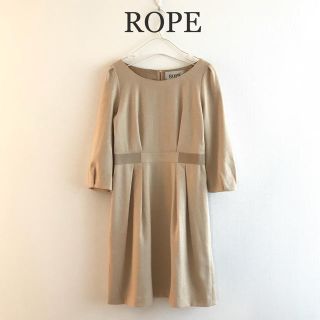 ロペ(ROPE’)の美品◇ロペ ラメウールワンピース 通勤仕事 春秋冬 ベージュ S 36 上品(ひざ丈ワンピース)