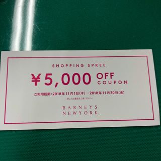 バーニーズニューヨーク(BARNEYS NEW YORK)のバーニーズニューヨーク 5000円OFFチケット 11月30日まで(ショッピング)