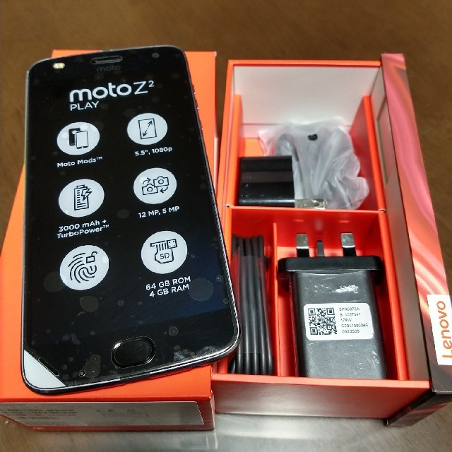 Moto Z2 Play +32㌐SD/本革Mods 付属品完備スマホ/家電/カメラ