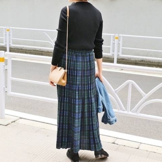 【美品】IENA　プリーツチェック　ロングスカート