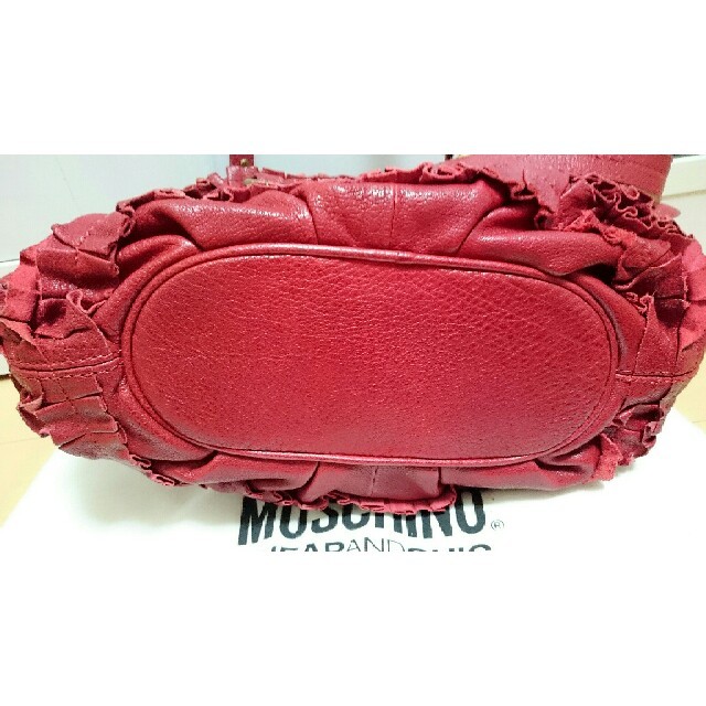 MOSCHINO(モスキーノ)のMoschino モスキーノ 赤フリル革ショルダーハンドバッグ レディースのバッグ(ショルダーバッグ)の商品写真