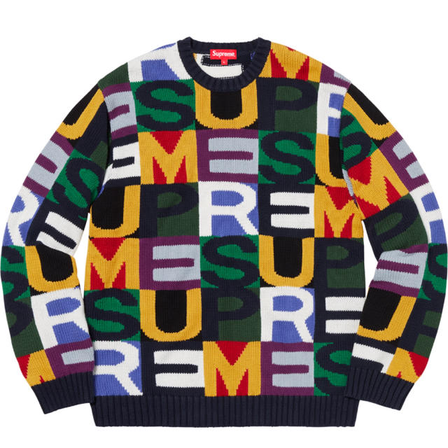 supreme big letters sweater multicolor M
