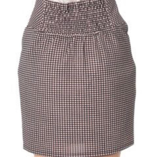 MIIA(ミーア)のギンガム タイトスカート キャメル レディースのスカート(ひざ丈スカート)の商品写真