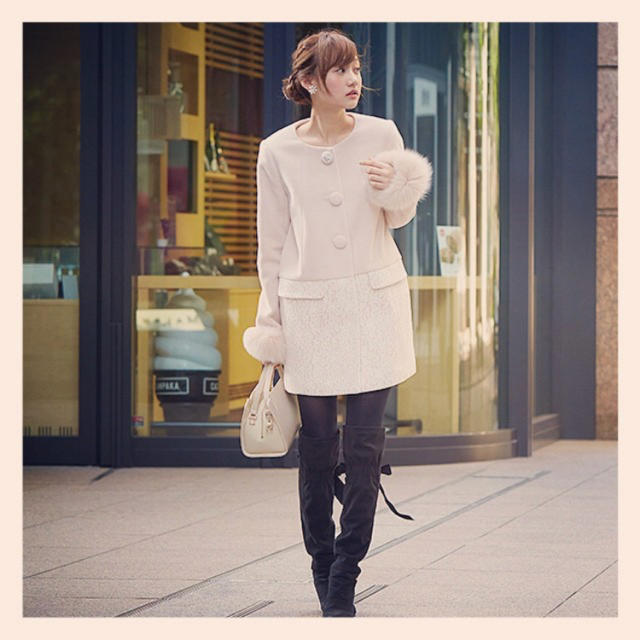 LAISSE PASSE 異素材切り替えコクーンコート-