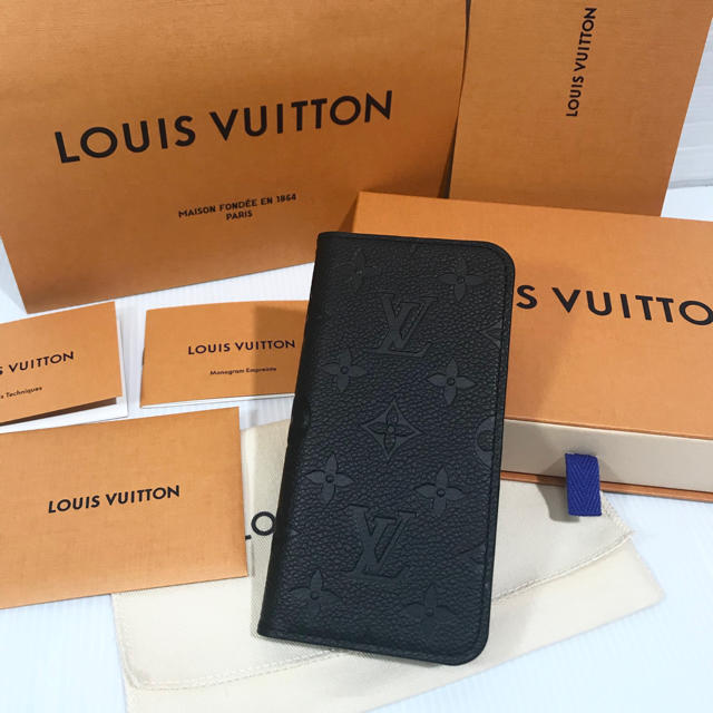 良品『USED』 LOUIS VUITTON ルイ・ヴィトン フォリオ M63586 携帯・スマホアクセサリー モノグラムアンプラント ブラック iPhone X/XS用