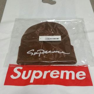 シュプリーム(Supreme)のsupreme classic script beanie brown ビーニー(ニット帽/ビーニー)