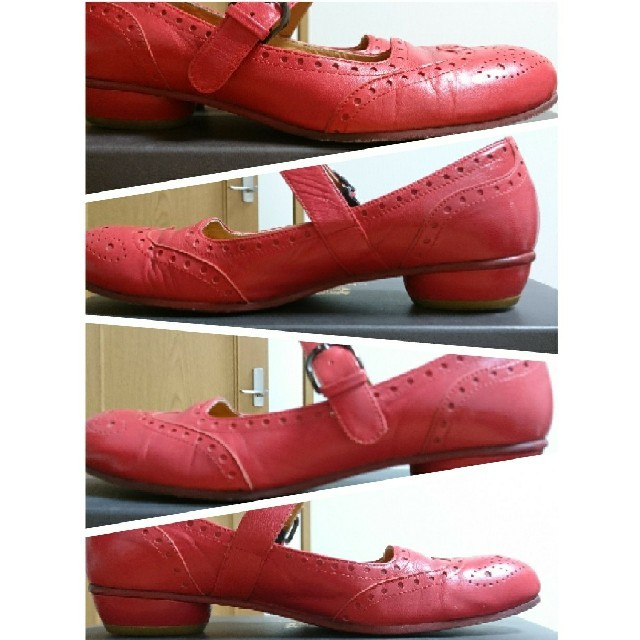 chausser(ショセ)の【gonkaka様専用】ショセ メダリオンデザイン ワンストラップシューズ 赤  レディースの靴/シューズ(ローファー/革靴)の商品写真