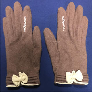 クレージュ(Courreges)のクレージュcourreges 手袋ウール毛 リボン ブラウン美品(手袋)