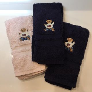 ラルフローレン(Ralph Lauren)のラルフローレン★フェイスタオル 3枚セット★ピンク、ネイビー(タオル/バス用品)