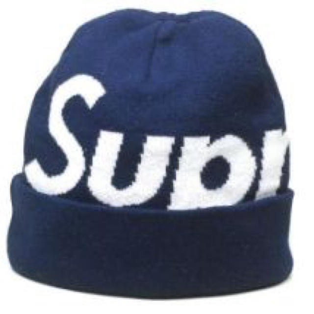 supreme big logo beanie ネイビー  フリーサイズ