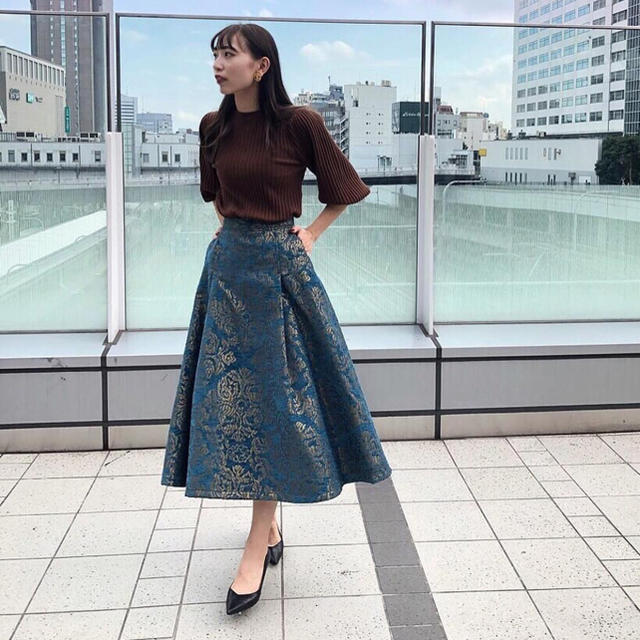 Ameri VINTAGE - AmeriアメリDAMASK DIMENSIONAL SKIRT新品ダマスクの ...