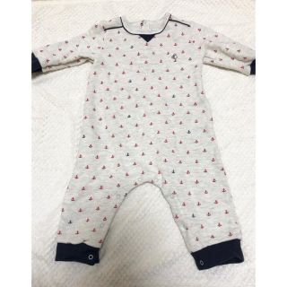 プチバトー(PETIT BATEAU)のプチバトー イカリ柄 スウェット ロンパース (ロンパース)