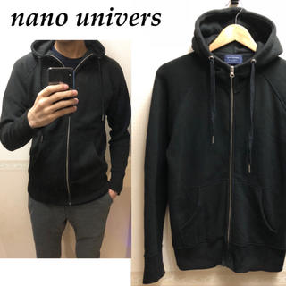 ナノユニバース(nano・universe)のnano univers 黒パーカー ジップアップパーカー メンズ 送料込(パーカー)