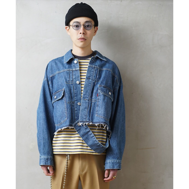 neon sign unfinished denim jacket 18ss