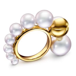 タサキ M/G パール シェル リング 750YG TASAKI 【10919】