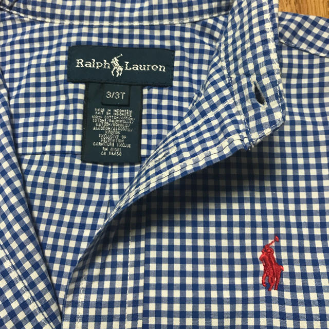 Ralph Lauren(ラルフローレン)の【200円値下げ】ラルフローレン 青色チェックシャツ 3T(100㎝) キッズ/ベビー/マタニティのキッズ服男の子用(90cm~)(ブラウス)の商品写真