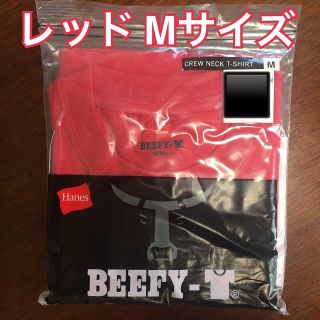 ヘインズ(Hanes)のHanes Beefy Tシャツ 半袖 レッド Mサイズ(Tシャツ/カットソー(半袖/袖なし))