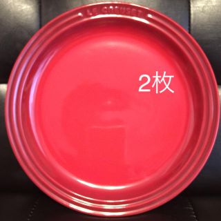 ルクルーゼ(LE CREUSET)のル・クルーゼ ラウンドプレート 直径約26.5cm 2枚 中古 傷あり(食器)