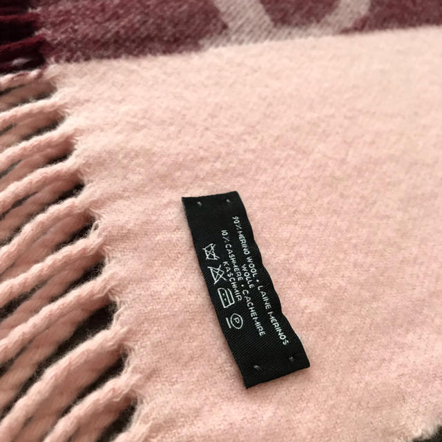 Christian Dior(クリスチャンディオール)の中古美品♡クリスチャンディオール カシミヤ入りマフラー ピンク×ボルドー レディースのファッション小物(マフラー/ショール)の商品写真