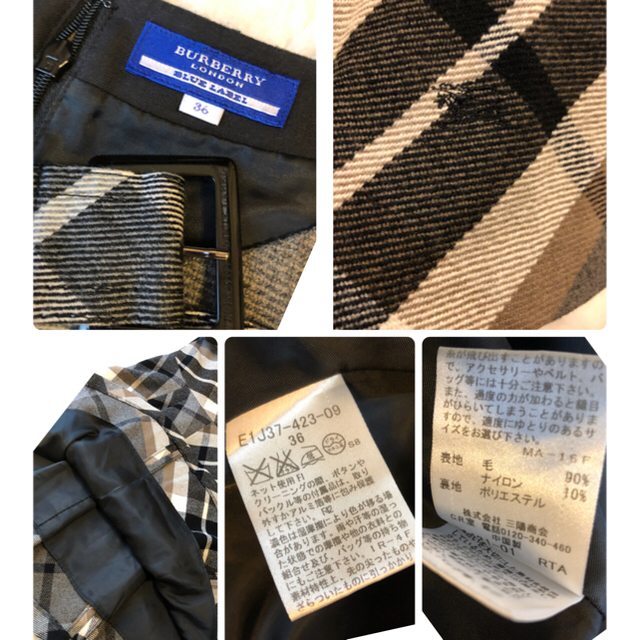 BURBERRY BLUE LABEL(バーバリーブルーレーベル)の超美品本物バーバリーブルーレーベル上質ウールチェック柄ワンピース♫最終価格 レディースのワンピース(ひざ丈ワンピース)の商品写真