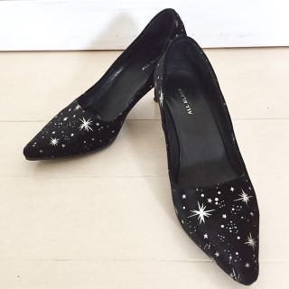 ローズバッド(ROSE BUD)のROSE BUD ベルベットパンプス 23.5cm シルバー ALL BLACK(ハイヒール/パンプス)