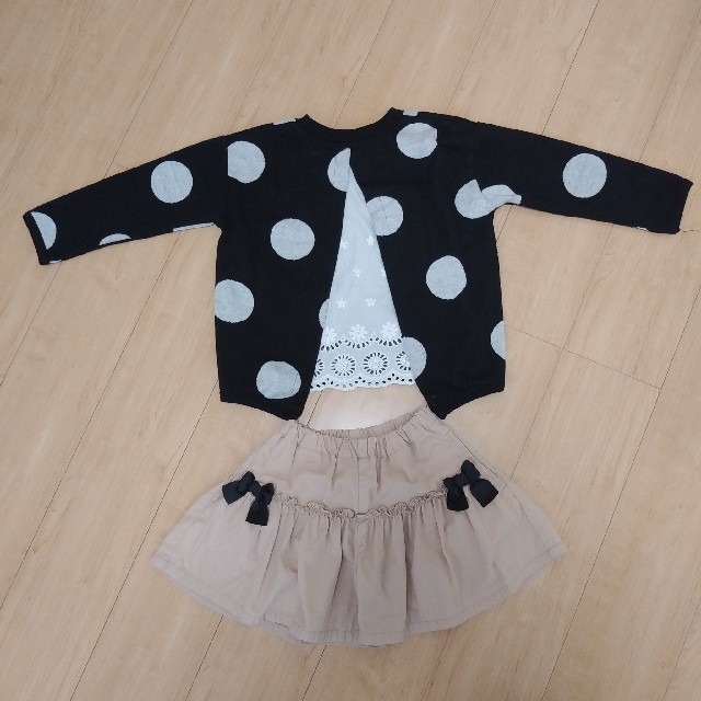 レースつけ襟ワンピース　ボーダーチュールチュニック キッズ/ベビー/マタニティのキッズ服女の子用(90cm~)(ワンピース)の商品写真