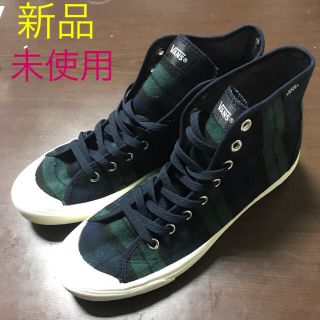 ヴァンズ(VANS)の値下げ！【新品】VANS ハイカット チェック 27.5cm 緑×ネイビー(スニーカー)