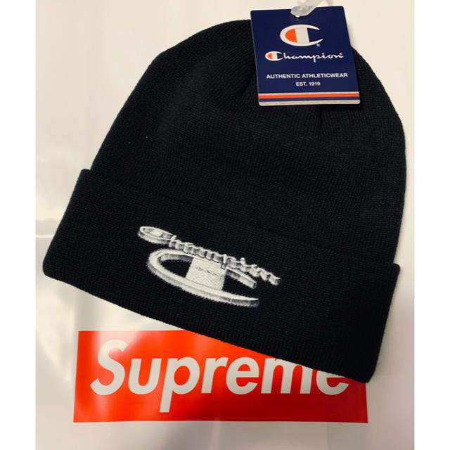 supreme ビーニー ニット ブラック チャンピオン