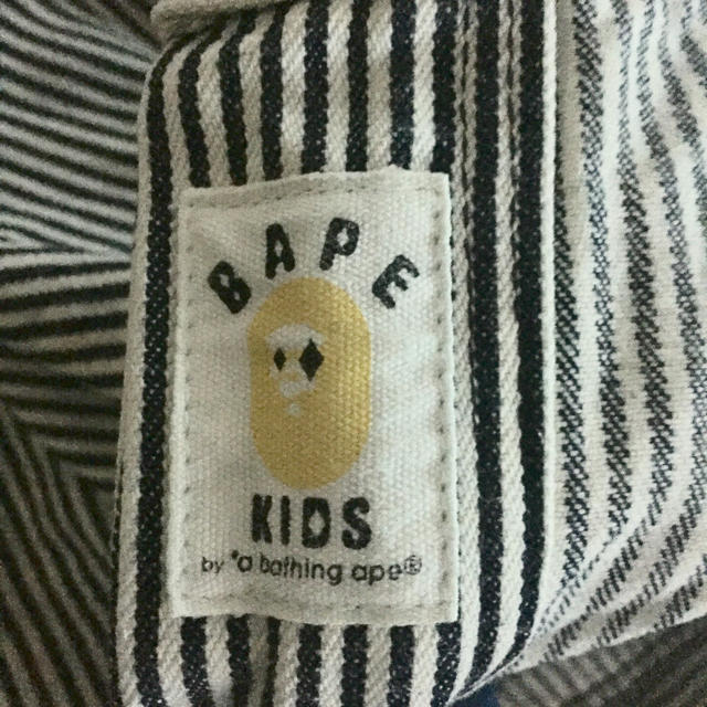 A BATHING APE(アベイシングエイプ)のBAPE KIDS ヒッコリーパンツ 120（着画あり） キッズ/ベビー/マタニティのキッズ服男の子用(90cm~)(パンツ/スパッツ)の商品写真