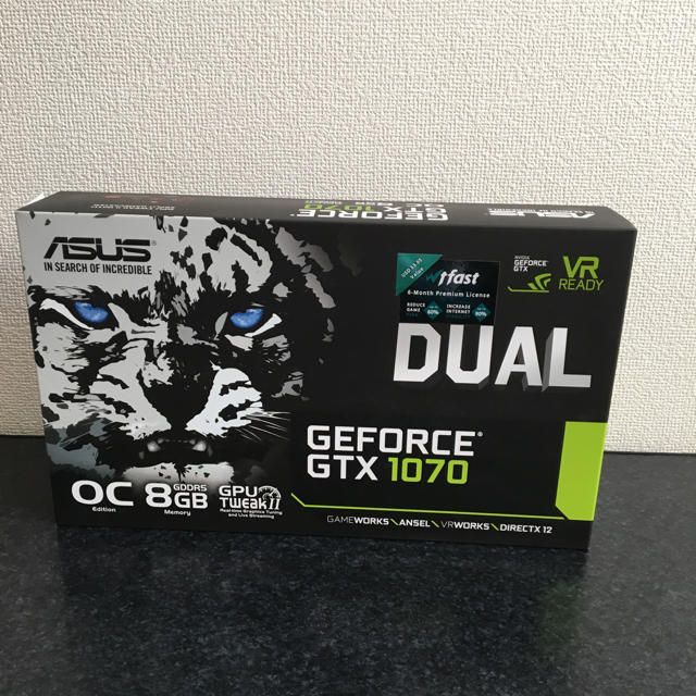 ASUS(エイスース)のASUS GEFORCE GTX 1070 8GB DUAL スマホ/家電/カメラのPC/タブレット(PCパーツ)の商品写真