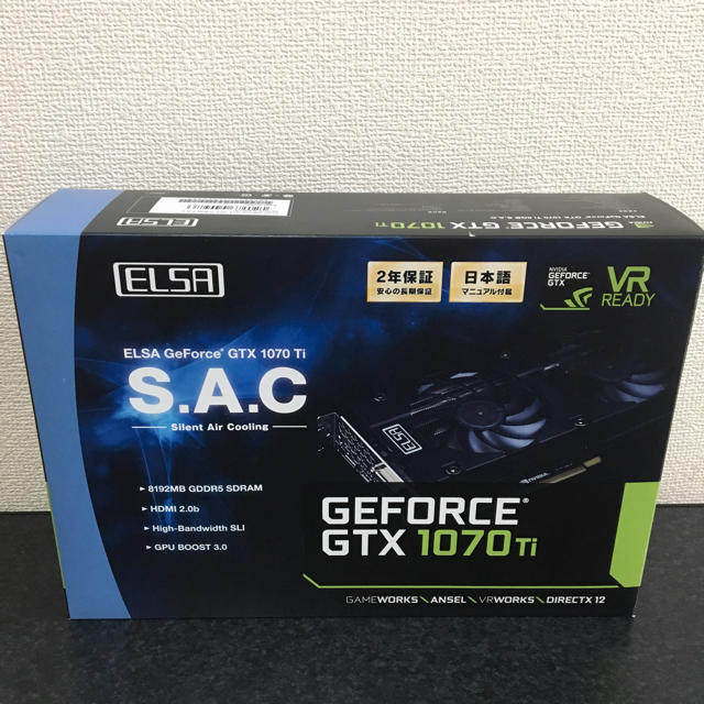 ELSA GEFORCE GTX 1070ti 8GB 256bit S.A.CPC/タブレット