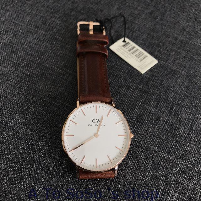 Daniel Wellington(ダニエルウェリントン)の期間限定お値下げ中☆DW　人気　40MM 　ブラウン　ローズゴールド メンズの時計(腕時計(アナログ))の商品写真