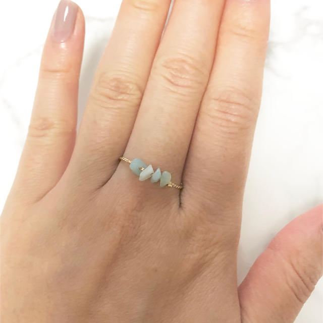 light blue chain ring ハンドメイドのアクセサリー(リング)の商品写真