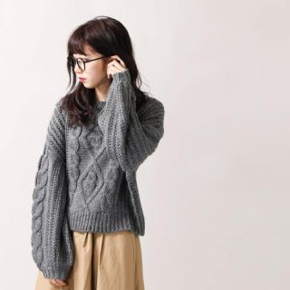 ウィゴー(WEGO)のWEGOウィゴー★ケーブルロービングニット★新品★グレー(ニット/セーター)