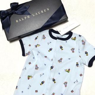 ラルフローレン(Ralph Lauren)の＊専用出品＊ラスト1点☆大人気☆新品✨ベアー柄 ショートオール  9M/75(ロンパース)